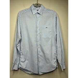 Vineyard Vines Slim Fit Tucker Button Down Shirt Blue Pink Men's S Check Plaid